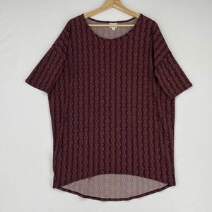 LuLaRoe Irma Top Red Blue Multi Geometric Floral S